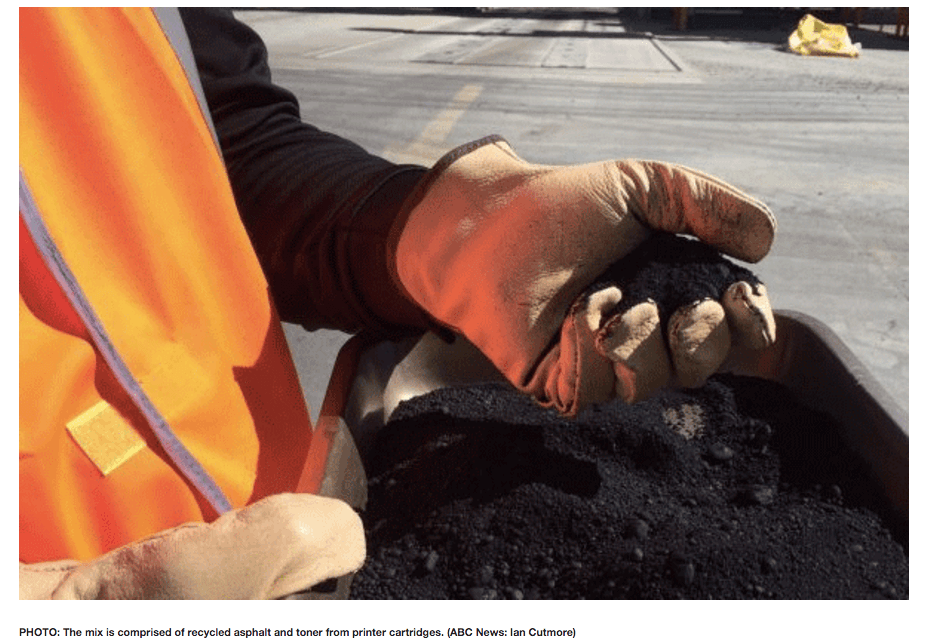 ‘Greener’ asphalt, made using printer cartridges, trialled in Australia